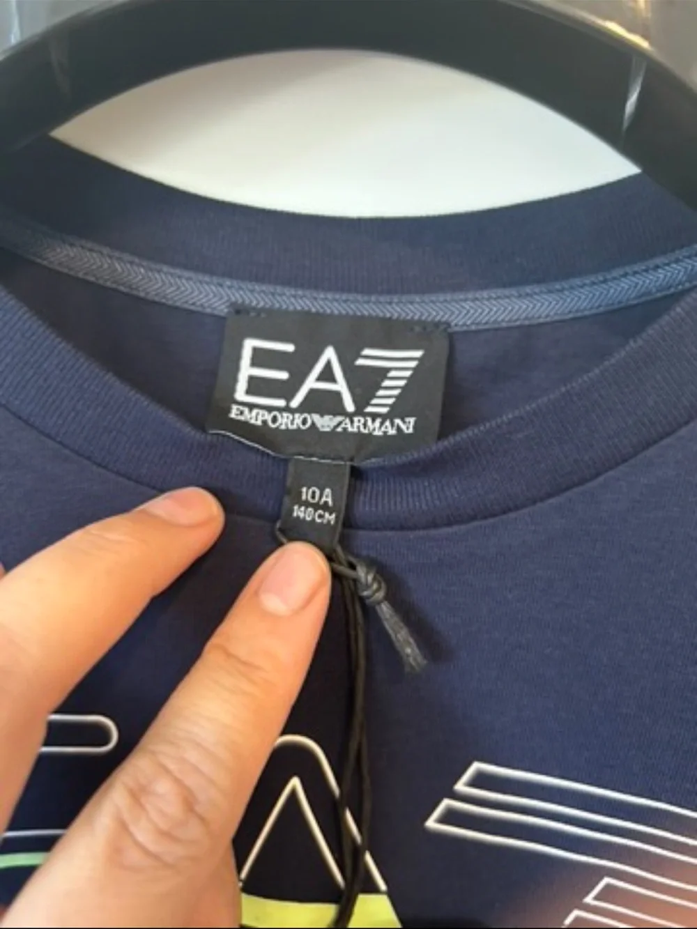 NWT EA7 Emporio Armani Boys Navy Blue Graphic T-Shirt Size 10Y / 140cm